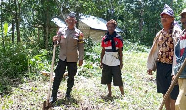 Bhabinkamtibmas-Ruteng-Bersama-Warga-Laksanakan-Kegiatan-Baksos-Pembukaan-Jalan-Tani-di-Dusun-Bung,-Desa-Bulan