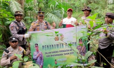 Songsong-Hari-Bhayangkara-ke-78-Tahun-2024,-Polres-Manggarai-Gelar-Program--Penanaman-1000-Pohon