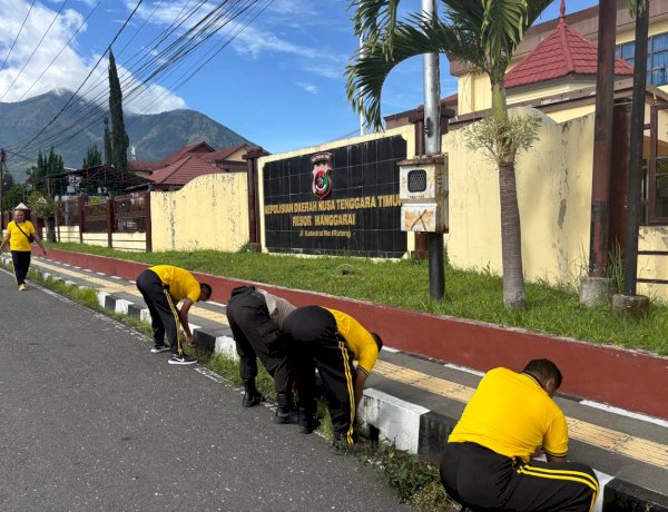 Wujudkan Kesiapan Mako yang Bersih dan Sehat, Polres Manggarai ,Polda NTT, Gelar Kegiatan Kurve Bersama