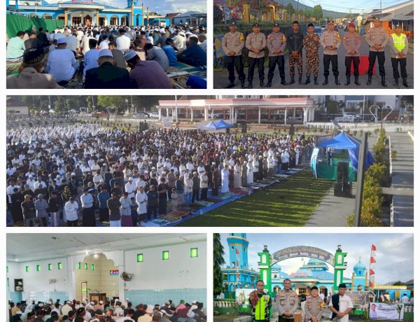 Polres Manggarai  Polda NTT , amankan Pelaksanaan Sholat Idul Fitri 1447 H di Wilayah Hukum Polres Manggarai , wujudkan situasi  aman dan Kondusif