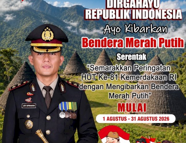 SEMARAKKAN PERINGATAN HUT KEMERDEKAAN RI KE-81, KAPOLRES MANGGARAI AKBP LEVI DEFRIANSYAH AJAK MASYARAKAT KIBARKAN BENDERA MERAH PUTIH
