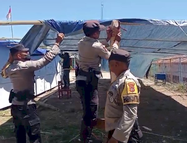 PASCA GEMPA, POLRES MANGGARAI BANGUN 16 TENDA BELAJAR DI LIMA KECAMATAN DUKUNG PROSES BELAJAR MENGAJAR KEMBALI BERJALAN AMAN