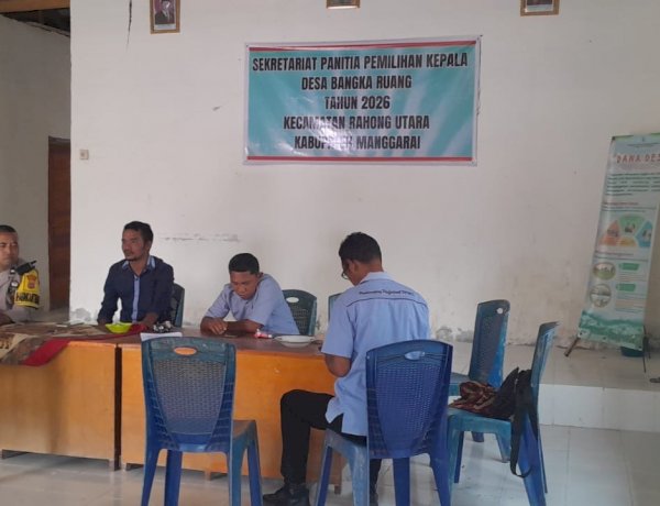 Bhabinkamtibmas Desa Buar Koordinasikan Kamtibmas Bersama Panitia Pilkades Desa Bangka Ruang
