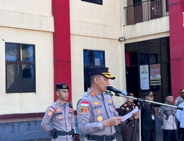KAPOLRES MANGGARAI PIMPIN APEL PERGESERAN PASUKAN PENGAMANAN PILKADES SERENTAK 2026