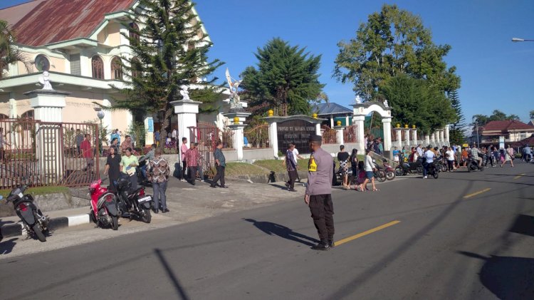 Polres Manggarai Maksimalkan Pengamanan Misa Hari Minggu di Kabupaten Manggarai