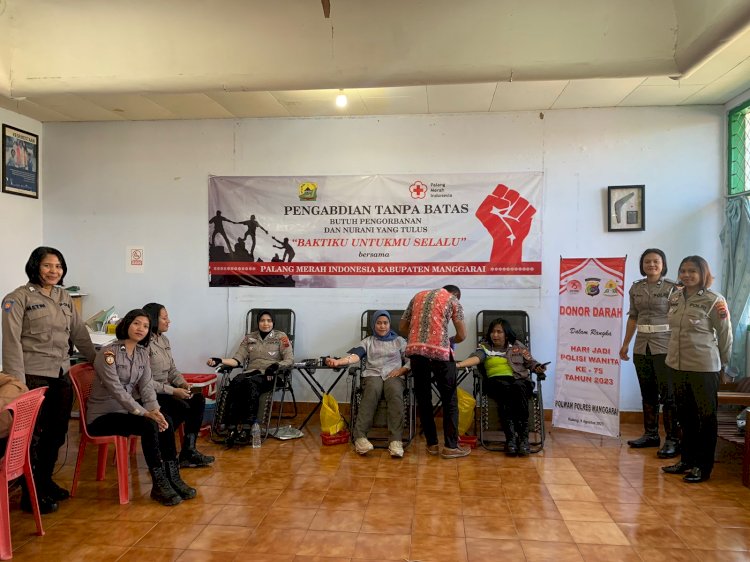 Aksi Donor Darah dalam rangka Peringatan Hari Jadi Polwan Ke-75 di Polres Manggarai