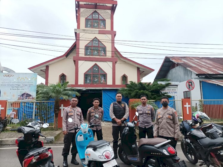 Polres Manggarai Kerahkan Personil Pengamanan Misa Tutup Tahun di Gereja-Gereja Kabupaten Manggarai