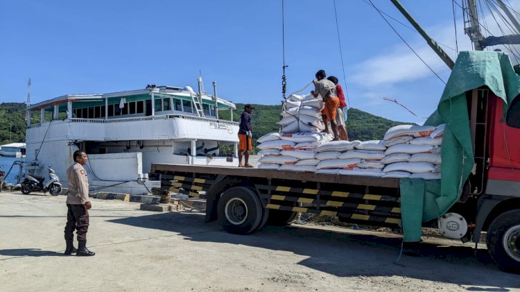 KP3 Laut Pelabuhan Reo Lakukan Pengamanan Aktivitas Bongkar Muat di Pelabuhan Laut Kelas II Reo