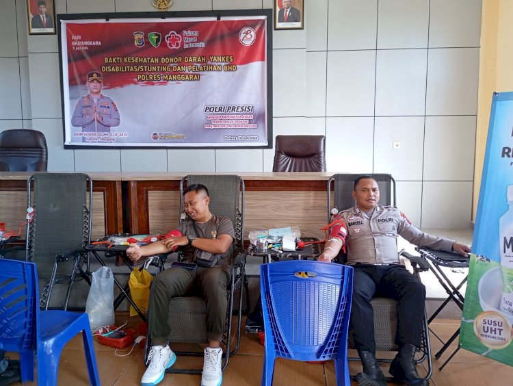 Sambut Hari Bhayangkara ke-78, Polres Manggarai Gelar Bhakti Sosial Donor Darah