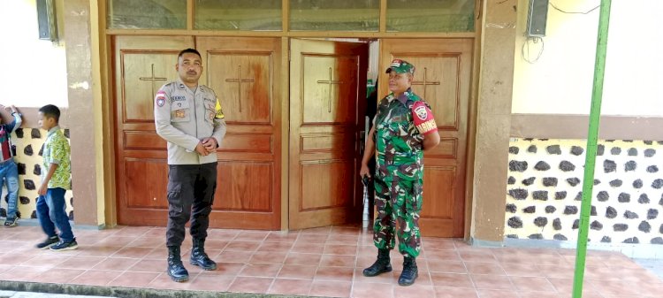 Polsek Cibal Laksanakan Pengamanan Perayaan Misa di Gereja Paroki Kristus Raja Pagal dan Gereja St. Antonius Padua Ri'i