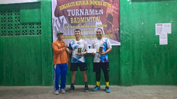 Polsek Reo, Polres Manggarai, Raih Juara 1 Turnamen Badminton HUT RI ke-79 di Kec. Reok