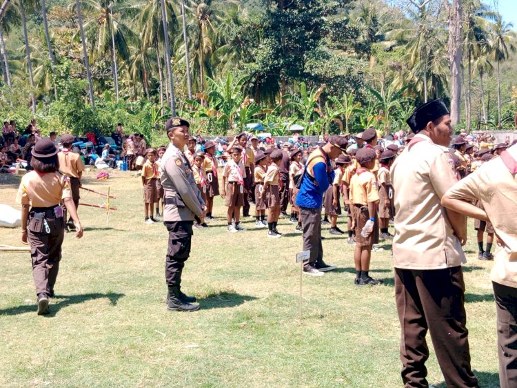 Kapolsek Reo Hadiri Upacara Pelepasan dan Penerimaan Kontingen Jambore Kwaran 2412-03 Reo