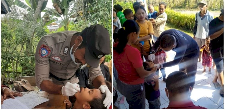 Bhabinkamtibmas Reok Barat lakukan Pendampingan Program PIN Polio