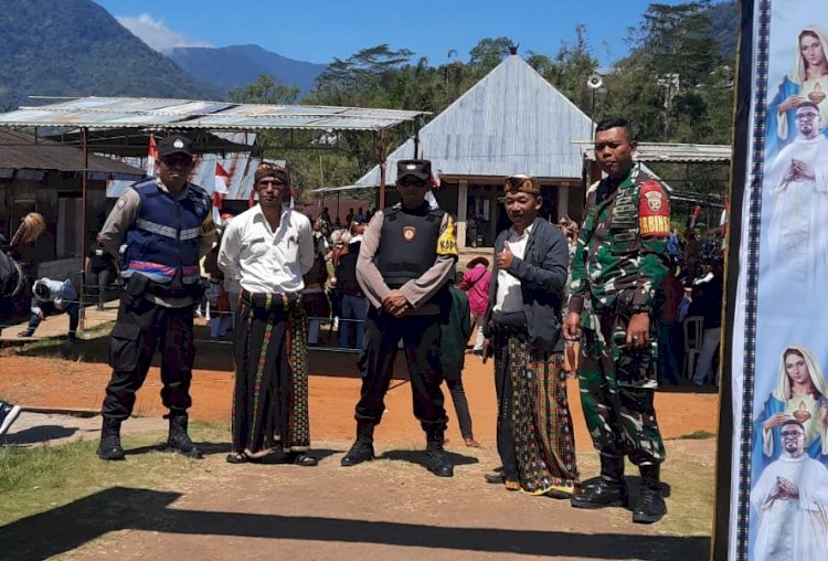 Kapospol Lelak, Bhabinkamtibmas dan Babinsa lakukan Pengamanan Kegiatan Masyarakat di Desa Ketang