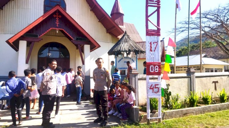 Polsek Cibal : Pengamanan di Gereja Kristus Raja Pagal Selama Perayaan Misa Berjalan Lancar