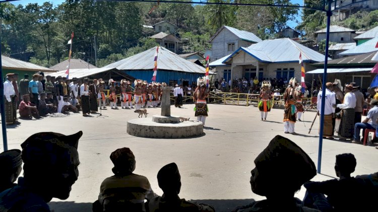 Pengamanan Acara Adat Penti Weki Peso Beo oleh Bhabinkamtibmas dan Babinsa di Kampung Muwur, Desa Wae Mantang