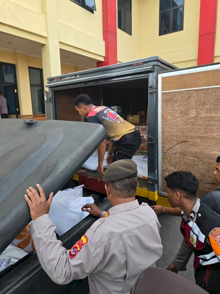 Polres Manggarai Salurkan Bantuan Sosial Kemanusiaan untuk Korban Erupsi Gunung Lewotobi di Flores Timur