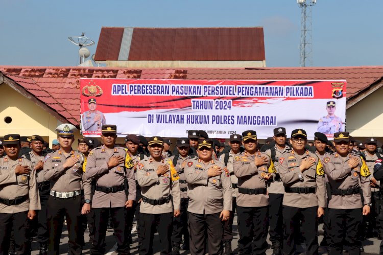 Kapolres Manggarai Pimpin Apel Pergeseran Pasukan Pengamanan Pilkada 2024