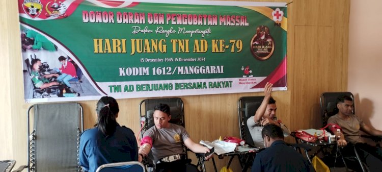 Polres Manggarai Ikuti Bakti Sosial Donor Darah Memperingati Hari Juang TNI AD Ke-79