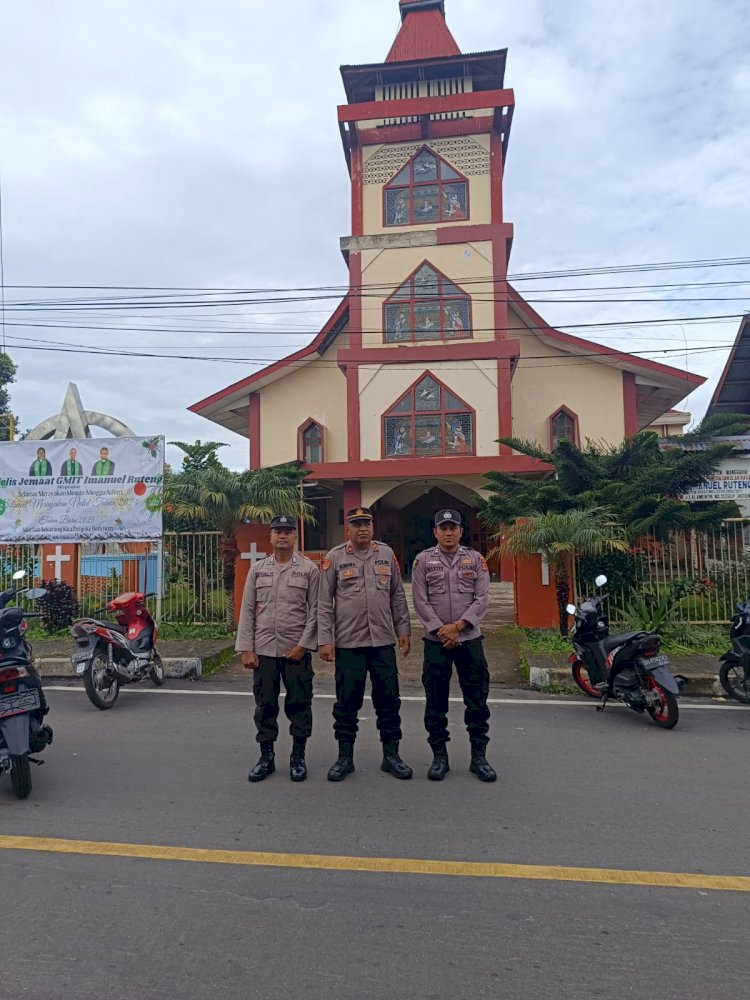 Polres Manggarai Laksanakan Pengamanan Ibadah Minggu di Kota Ruteng