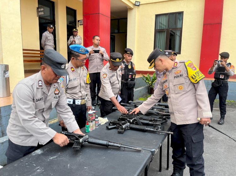 Polres Manggarai Gelar Apel Pengecekan dan Pemeriksaan Senjata Api serta Amunisi