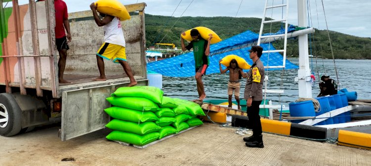 KP3 Laut Reo Laksanakan Pengamanan Aktivitas Bongkar Muat di Pelabuhan Laut Kelas II Reo