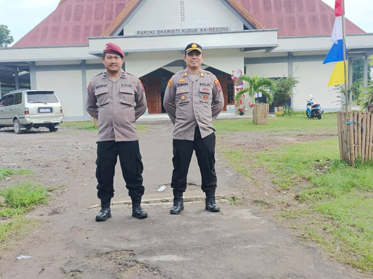 Polres Manggarai Gelar Pengamanan Ibadah Minggu di Kota Ruteng Jelang Tahun Baru