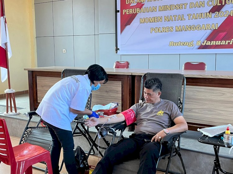 Donor Darah Tingkat Polres Manggarai Sambut Natal 2024: 10 Kantong Darah Terkumpul