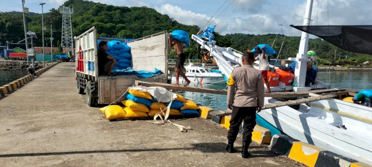 KP3 Laut Pelabuhan Reo Lakukan Pengamanan Aktivitas Bongkar Muat di Pelabuhan Laut Kelas II Reo