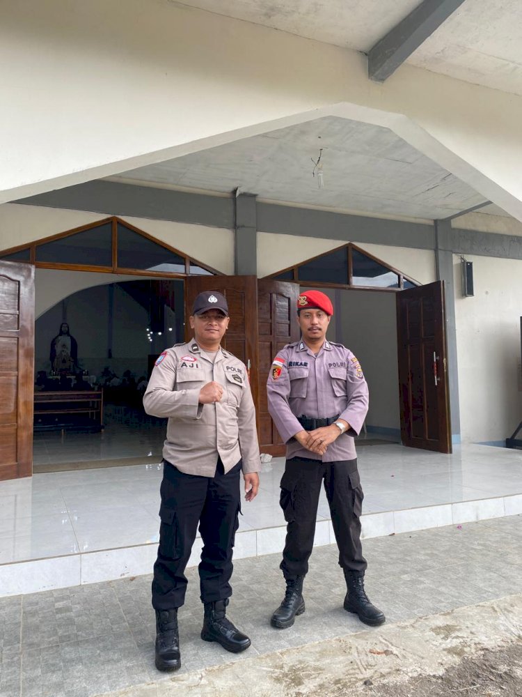 Polres Manggarai Laksanakan Pengamanan Ibadah Minggu di Gereja-Gereja Wilayah Kecamatan Langke Rembong