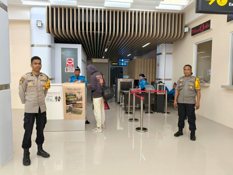 KP3 Udara Polres Manggarai Bandara Frans Sales Lega Ruteng Laksanakan Pengamanan