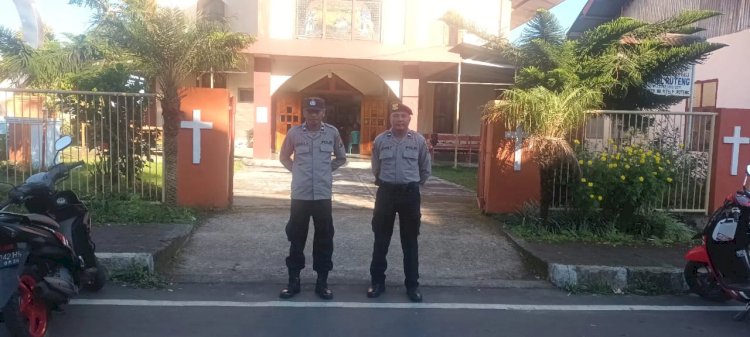 Polres Manggarai Amankan Ibadah Minggu di Sejumlah Gereja di Ruteng
