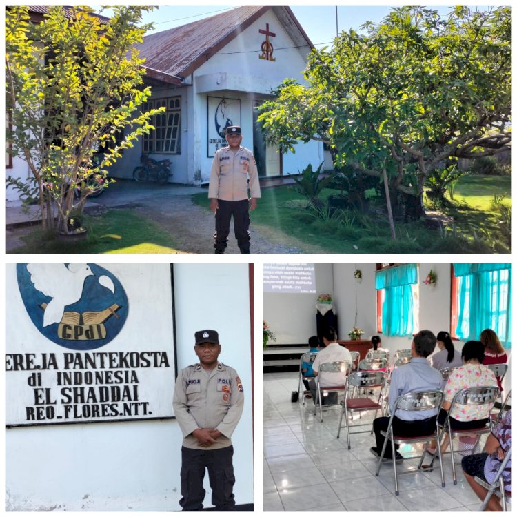 Polsek Reo Gelar Pengamanan Misa Minggu Pagi di Sejumlah Gereja di Kecamatan Reok