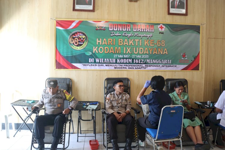 POLRES MANGGARAI BERPARTISIPASI DALAM BHAKTI SOSIAL DONOR DARAH PERINGATAN HARI BAKTI KE-68 KODAM IX/UDAYANA