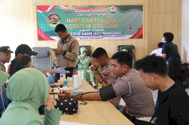 POLRES MANGGARAI BERPARTISIPASI DALAM BHAKTI SOSIAL DONOR DARAH PERINGATAN HARI BAKTI KE-68 KODAM IX/UDAYANA