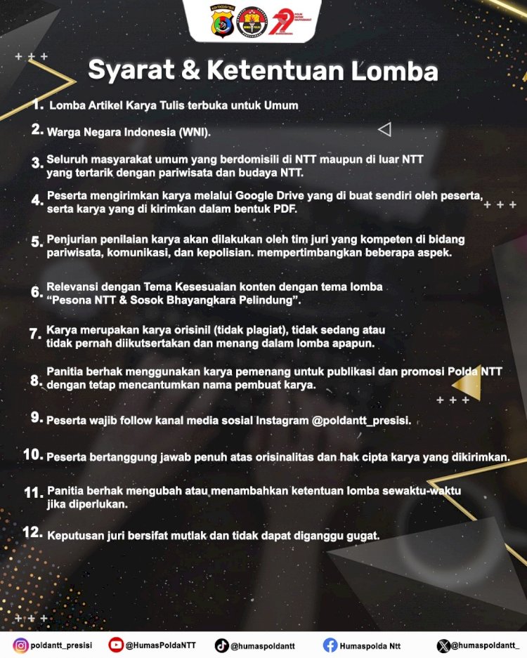 Sambut Hari Bhayangkara ke-79, Polda NTT Gelar Lomba Konten Kreatif dan Karya Tulis Berhadiah Puluhan Juta Rupiah