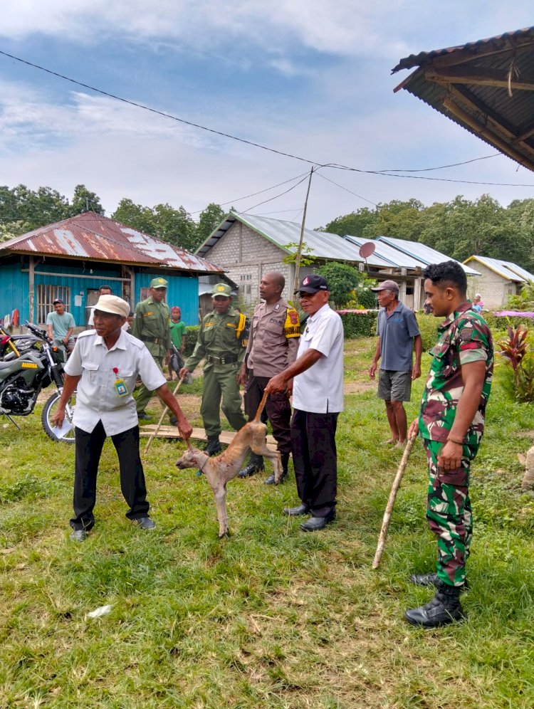 Bhabinkamtibmas Reok Barat dan Babinsa Kawal Giat Eliminasi HPR di Desa To’e, Kabupaten Manggarai