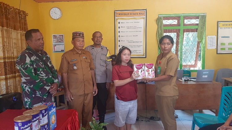Bhabinkamtibmas Reok Barat Hadiri Pembagian Susu Penanganan Stunting di Desa To’e