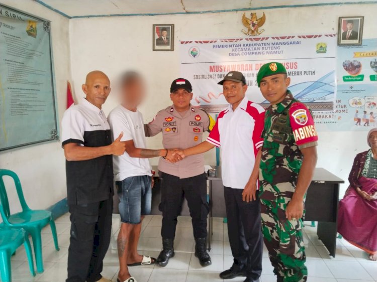 Bhabinkamtibmas Ruteng Bersama Babinsa Mediasi Kasus Berita Bohong Di Medsos