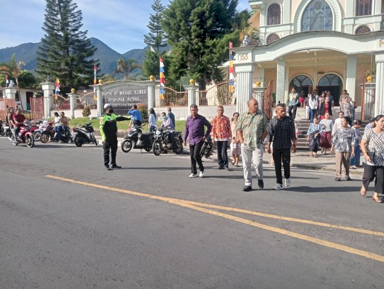 Polres Manggarai Gelar Pengamanan Ibadah Minggu di Sejumlah Gereja Wilayah Langke Rembong