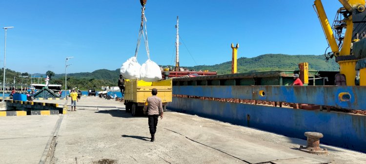 KP3 Laut Reo Laksanakan Pengamanan Aktivitas Bongkar Muat di Pelabuhan Laut Kelas II Reo
