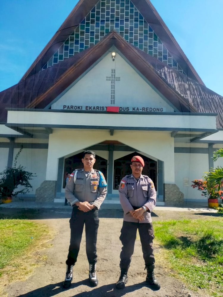 Pastikan Umat Beribadah dengan Nyaman, Polres Manggarai Gelar Pengamanan Ibadah Minggu