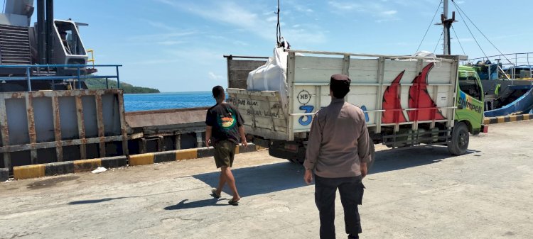 KP3 Laut Reo Laksanakan Pengamanan Aktivitas Bongkar Muat di Pelabuhan Laut Kelas II Reo