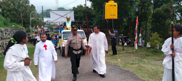 Polres Manggarai Amankan Prosesi Perarakan Patung Bunda Maria Ratu Rosari dalam Festival Golo Curu 2025