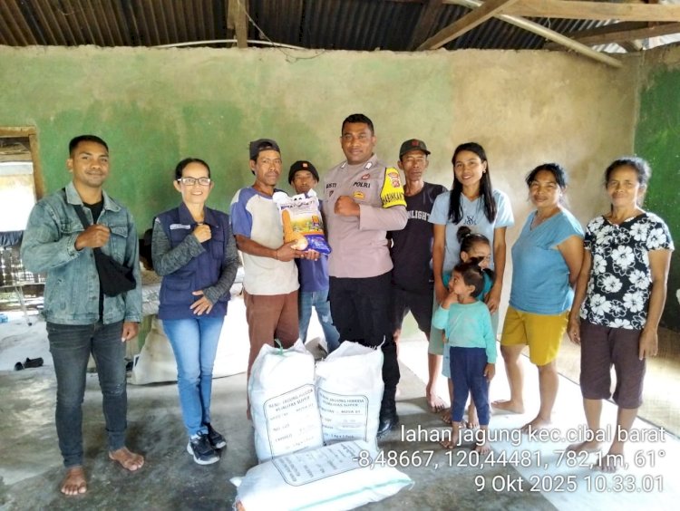 Bhabinkamtibmas Desa Golowoi Bersama Dinas Pertanian Bagikan Benih Jagung kepada Petani, Dukung Ketahanan Pangan Nasional