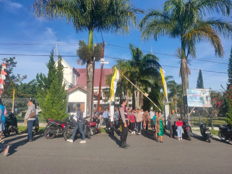 POLRES MANGGARAI GELAR PERSONEL PENGAMANAN MISA/IBADAH MINGGU