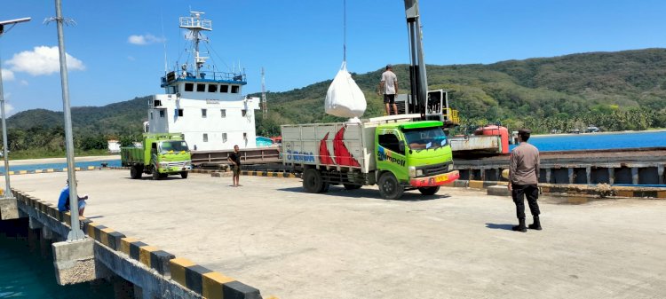 KP3 Laut Reo Laksanakan Pengamanan Aktivitas Bongkar Muat di Pelabuhan Laut Kelas II Reo