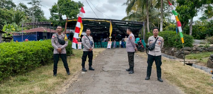 Polsek Satar Mese Amankan Misa Syukuran Tahbisan Imam Baru RD. Jean Loustar Jewadut, Pr di Desa Legu
