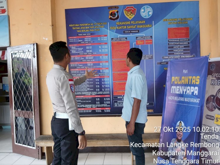 SATLANTAS POLRES MANGGARAI SOSIALISASIKAN PERATURAN PEMERINTAH NOMOR 16 TAHUN 2020, WUJUDKAN PELAYANAN ANTI PUNGLI DAN TRANSPARAN