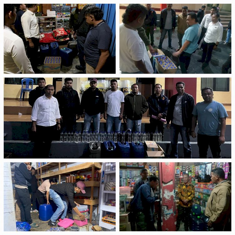 POLRES MANGGARAI GELAR OPERASI PENERTIBAN PEREDARAN MIRAS, AMANKAN 199 LITER SOPI DARI TIGA LOKASI BERBEDA